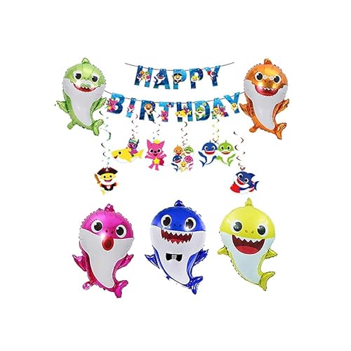 Deko Geburtstag Baby Shark Geburtstag Deko Baby Hai Luftballons Baby Hai Party Deko Baby Shark Geburtstagsdeko Baby Hai Geburtstag Girlande Baby Hai Spiralornamente Baby Shark Geburtstag Folienballons von CMDXBD