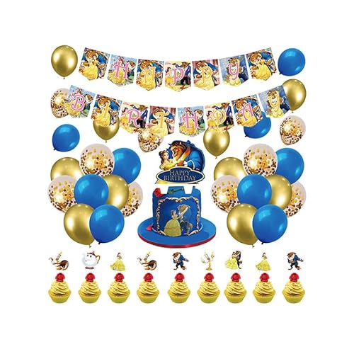 Deko Geburtstag Beauty and the Beast Geburtstag Deko Beauty and the Beast Luftballons Geburtstag Beauty and the Beast Party Deko Beauty and the Beast Geburtstagsdeko Geburtstag Girlande Kuchendeckel von CMDXBD