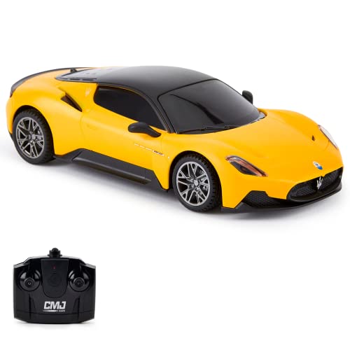 CMJ RC CARS 1:24 Maßstab Offiziell Lizenzierte RC Maserati MC20, Gelbes Sport Rennspielzeugauto Modellfahrzeug für Jungen Mädchen und Erwachsene Geschenk von CMJ RC CARS