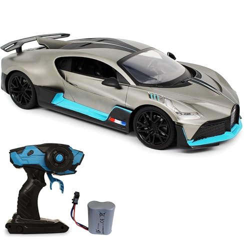 CMJ RC Autos 1:12 RC Bugatti Divo Titan Silber - 1:12 Maßstab Modell Lambo mit 7,4V 900mAh Batterie, 12 Km/h Geschwindigkeit, LED Lichtern und 2,4Ghz Fernbedienung von CMJ RC CARS