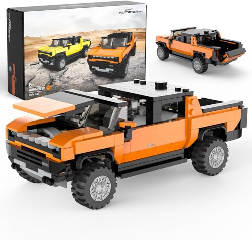 CMJ RC CARS 1:30 Hummer EV Bausatz - 431-teiliges Lizenziertes Modellbau-Set eines elektrischen Trucks, Sammler-Bauspielzeug für Kinder und Erwachsene (Orange) von CMJ RC CARS