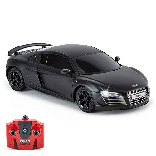 CMJ RC CARS Audi R8 GT, offizielles Lizenziertes Ferngesteuertes Auto, Spielzeit RC Flitzer Auto, 1:24 RC Car Geländewagen Auto 24Hz, Geschenk für Kinder 6-12 Jahre Anfänger (Schwarz) von CMJ RC CARS