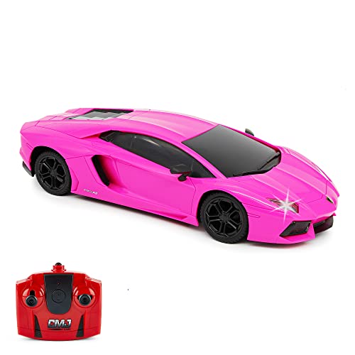 CMJ RC CARS Lamborghini Aventador LP700-4 Rosa Offiziell Lizenziertes ferngesteuertes Auto im Maßstab 1:24 Funktionierende Lichter 2.4Ghz von CMJ RC CARS