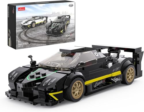 CMJ RC CARS Offiziell lizenzierter 1:28 Pagani Zonda R Modellbausatz – 387-teiliges Pagani Zonda R Fahrzeug-Sammler-Bauset, Geschenk für Kinder und Erwachsene (Schwarz) von CMJ RC CARS