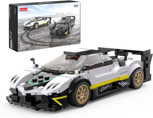 CMJ RC CARS Offiziell lizenzierter 1:28 Pagani Zonda R Modellbausatz – 387-teiliges Pagani Zonda R Fahrzeug-Sammler-Bauset, Geschenk für Kinder und Erwachsene (Weiß) von CMJ RC CARS