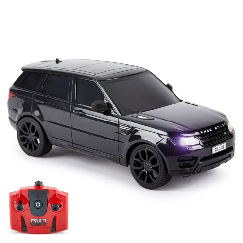 CMJ RC CARS Range Rover Sport Offiziell Lizenziertes ferngesteuertes Auto 1:24 mit funktionierenden LED-Lichtern, funkgesteuerter Supersportwagen (Schwarz) von CMJ RC CARS