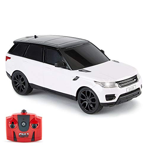 CMJ RC CARS Range Rover Sport Offiziell Lizenziertes ferngesteuertes Auto 1:24 mit funktionierenden LED-Lichtern, funkgesteuerter Supersportwagen (Weiß) von CMJ RC CARS