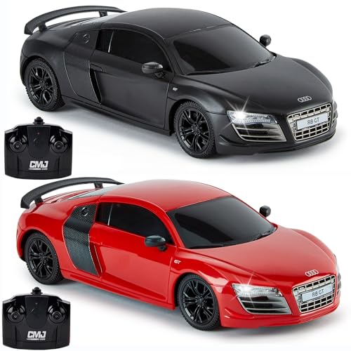 CMJ RC CARS Twin Pack: Offiziell Lizenziertes Audi R8 Set in Rot & Schwarz – Perfekt für Racing-Fans & Sammler von CMJ RC CARS