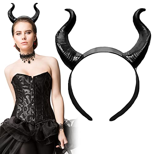 CMJBUHR Königin Hörner Kopfschmuck,Halloween Teufelshörner Set 3 Pcs mit Halskette & Armband, Teufel Hörner Kann mit Halloween Kostüm Damen Verwendet Werden Hexenkostüm Damen von CMJBUHR