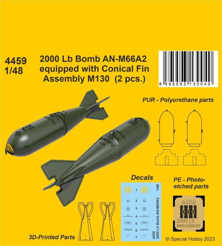 2000 Lb Bomb AN-M66A2 equipped with Conical Fin Assembly M130 (2 pcs.) von CMK