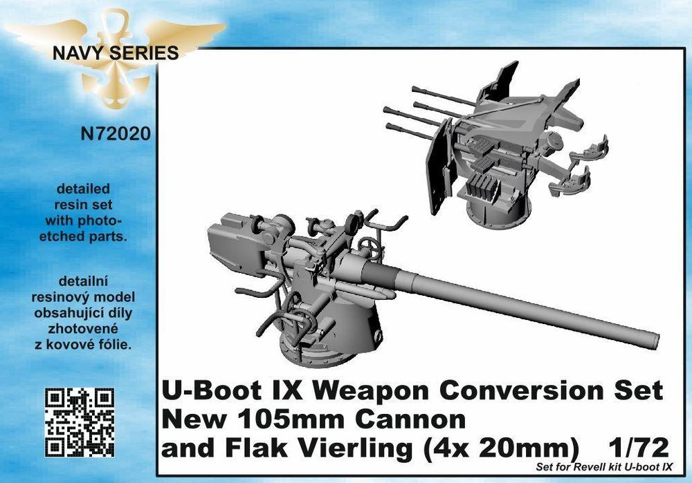 U-Boot IX Weapon - Conversion set - new 105mm cannon a.Flak Vierling [Revell] von CMK