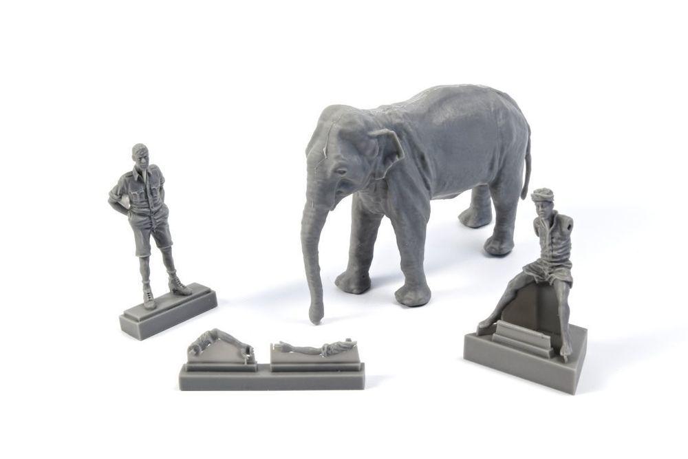 WWII RAF Mechanic in India + Elephant with Mahout (2 Figuren + Elephant) von CMK