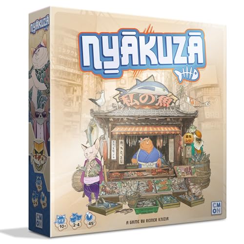 CMON Nyakuza, Familienstrategiespiel, ab 10 Jahren, für 2–4 Spieler, über 45 Minuten Spieldauer von CMON