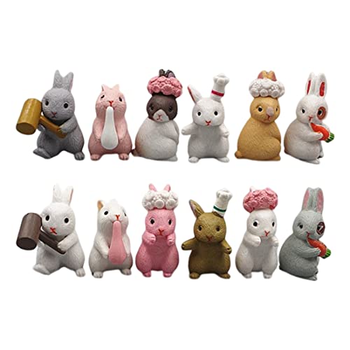 CNAFGBGG 12pcs Ostern Kaninchenkuchen Toper Set Bunny Cupcake Topper Miniatur Hasenkranz Hasen Puppe Mikro Landschaft Ornamente von CNAFGBGG