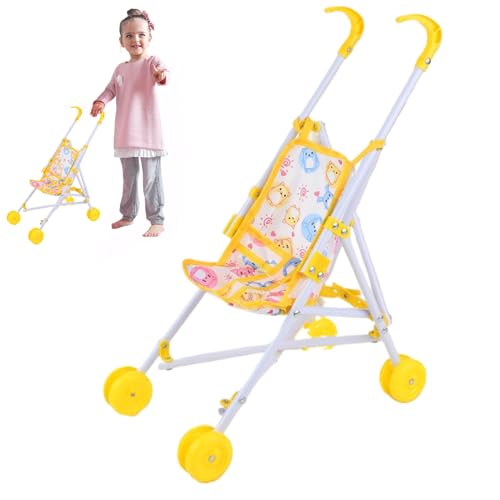 1pc Babypuppenwagen Kinderwagen Spielzeugfahrzeugpuppen-Kinderwagen falten tragbarer Puppenwagen mit T-förmiger Sicherheitsgürtel & Push-Griff abnehmbar waschbarer Babypuppenwagen für Mädchen, s von CNAFGBGG