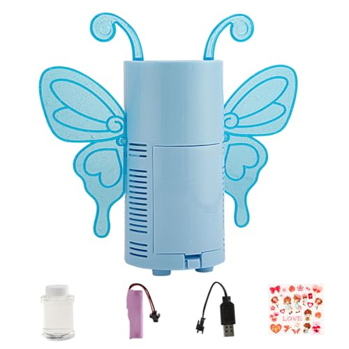 CNAFGBGG 1pc Bubble Machine Butterfly Automatische Bubble Maker mit Lösungen Bubble Blower -Spielzeug mit LED, Musik für Kleinkinder Geburtstagsfeier 13 Löcher blau. von CNAFGBGG