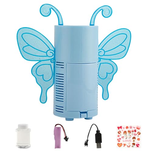 CNAFGBGG 1pc Bubble Machine Butterfly Automatische Bubble Maker mit Lösungen Bubble Blower -Spielzeug mit LED, Musik für Kleinkinder Geburtstagsfeier 20 Löcher Blau. von CNAFGBGG