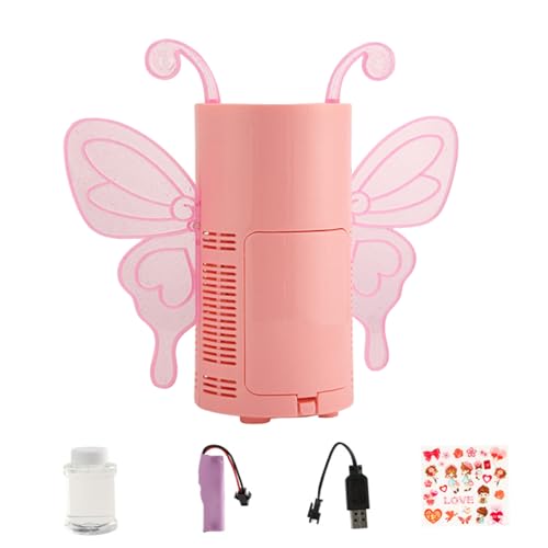 CNAFGBGG 1pc Bubble Machine Butterfly Automatische Bubble Maker mit Lösungen Bubble Blower -Spielzeug mit LED, Musik für Kleinkinder Geburtstagsfeier 20 Löcher rosa. von CNAFGBGG