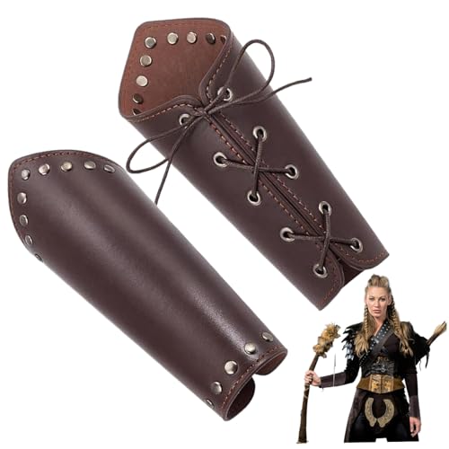 2pcs Lederbracer, Retro mittelalterliche Kostüm Männer Lederschnalle Bracers Handgelenk, mittelalterliches Accessoires Knight Renaissance Arm Guards für Renaissance Accessoires Cosplay Kostüm von CNAFGBGG