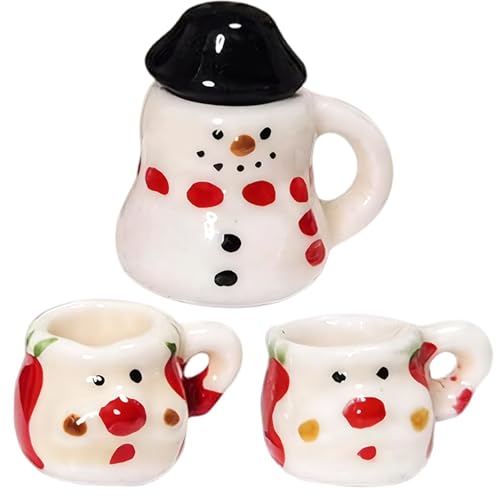 3pcs Mini Tea Set, 1:12 Puppenhaus-Miniatur-Tee-Set, niedliche Puppenhaus-Miniatur-Küchenset, Puppenheime Weihnachtsdekorationen Set, Dollhouse Kitchen Accessoires Geschenke für Kinder Rollenspi von CNAFGBGG