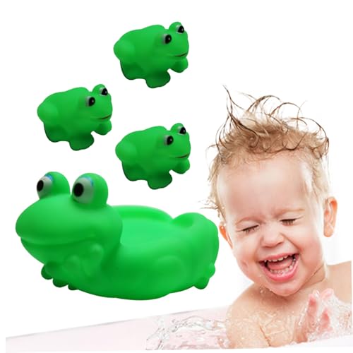 CNAFGBGG 4pcs Baby Bad Spielzeug Gummi Frosch Bad Spielzeug schwimmend Squeeze Frosch Familie Badewanne für Baby Bad Geschenk Mom Frosch mit 3 Baby. von CNAFGBGG