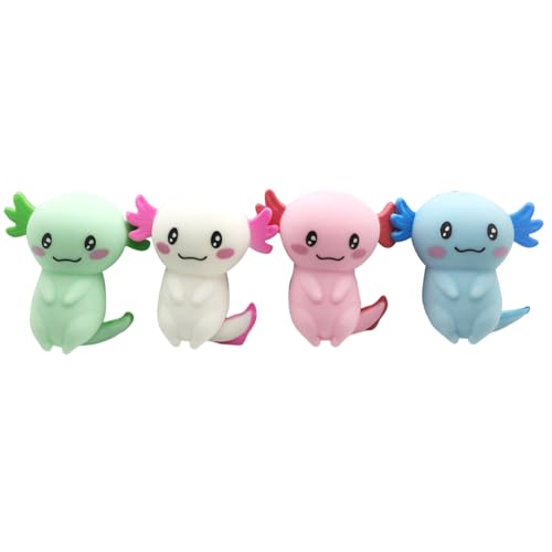 Axolotl 4pcs Entzückender lebendiger Squeeze -Sprosspielzeug Resilient Stressspielzeug tragbarer Angst und Stressabbau Axolotl Spielzeug für Kinder, Erwachsene, Axolotl -Geschenke, zufällige Far von CNAFGBGG