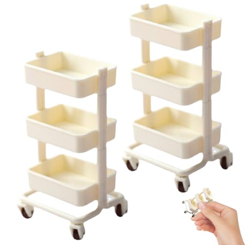 CNAFGBGG 1/6 Maßstabszubehör 2pcs 3 Tier Rolling Cart Dollhouse Shelf mit beweglichen Rädern Plastikpuppenhausmöbel für 1:12 Miniatur -Puppenhauszubehör. von CNAFGBGG