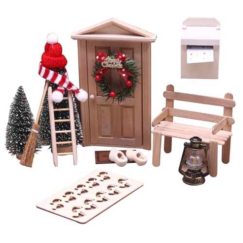 CNAFGBGG 15pcs/Set Dollhouse Weihnachtsdekorationen DIY Miniatursimulation Feen -Tür Weihnachtsmotion Süßes realistisches Puppenhausmöbel von CNAFGBGG