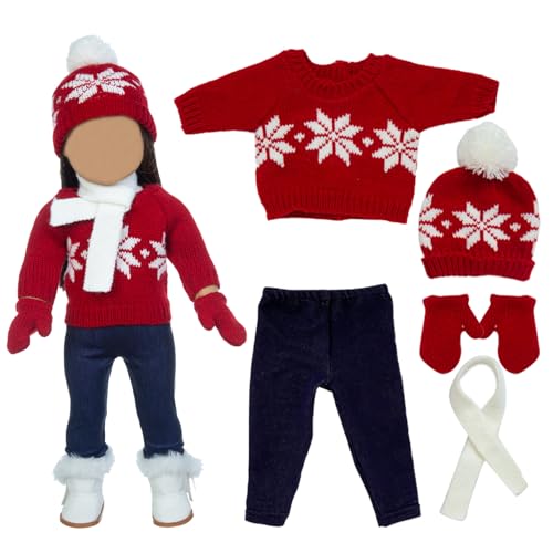 CNAFGBGG 18 Zoll Puppenkleidung süße gestrickte amerikanische Puppenkleidung Winterpuppen -Outfit, einschließlich Pulloverhosen Hats Handschuhe und Schals für Geschenke Stil 1 .. von CNAFGBGG