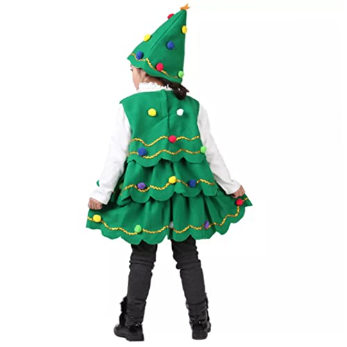 CNAFGBGG 1Set Christmas Tree Kostüm Grün Weihnachtsbaumhut Outfits Kostümkleid für 47,24 Zoll hohe Kinderbühnenaufführung 120 cm von CNAFGBGG