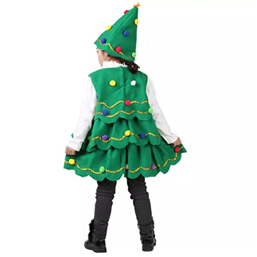 CNAFGBGG 1Set Weihnachtsbaumkostüm Grün Weihnachtsbaumhut Outfits Kostümkleid für 39,37 Zoll hohe Kinderbühne Performance von CNAFGBGG