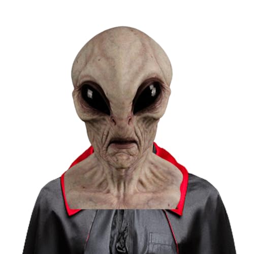 CNAFGBGG 1pc Alien Maske Erwachsene Halloween Masken beängstigend Vollkopf Realistische Maske gruselige Alien -Prop -Kostüm -Kostümkleid für Halloween Cosplay Party hellweiß. von CNAFGBGG