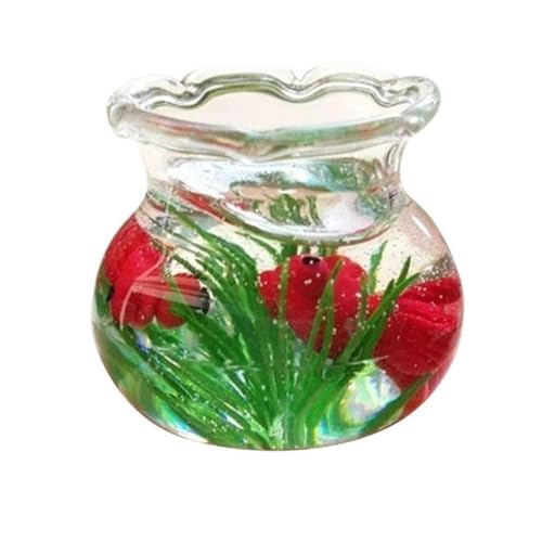 CNAFGBGG 1pc Dollhouse Mini Fischschüssel Harz Miniatur Fischtank Accessoire Spielzeug für 1/6 1/12 Dollhouse Szene Modell Mini Goldfish Bowl (rot). von CNAFGBGG