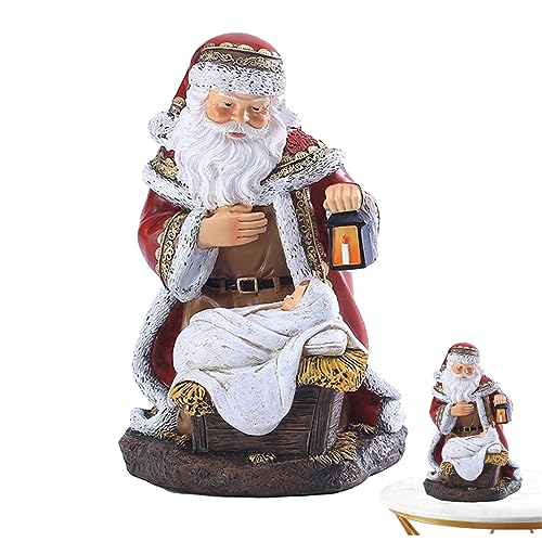 CNAFGBGG 1pc Weihnachten Weihnachtsmänner mit Laternenharz Weihnachtszeit Santa Statue Santa Claus -Figuren kümmern Sich um Kid Desktop -Ornament für Weihnachten Party Dekor 5.91x5.31x7,87 Zoll von CNAFGBGG