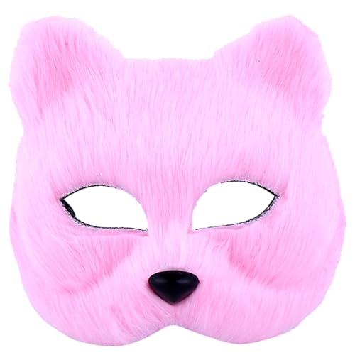 CNAFGBGG 1pc pelzige Maske, niedliche Katzenmaske, atmungsaktive Halbgesicht Katzengesichtsmaske, pelzige Fuchsmaske Therian Maske für Halloween, Weihnachten, Ostern, Karneval, Maskerade von CNAFGBGG