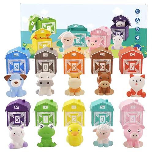 CNAFGBGG 20pcs/Set Baby Farm Animal Toys Cartoon nummeriertes lebendiges Kleinkind Lernspielzeug süße Entwicklungs-Eltern-Kind-Farm-Spielzeug Geburtstagsgeschenk von CNAFGBGG