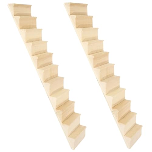 CNAFGBGG 2pcs Dollhouse Treppe 1:12 Hölzerne Dollhouse Möbel ohne Handlaufpuppenhaus Treppe DIY Accessoires Mini Möbel für Dollhouse Dekoration. von CNAFGBGG