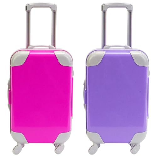 CNAFGBGG 2pcs Mini Koffer Realistische Mini -Koffer Party Favor Offenbares Mini -Gepäck mit ausziehbarer Zug Rute und beweglicher Rad Mini -Koffer für Puppen -Mädchen Geschenke, Stil 2 von CNAFGBGG