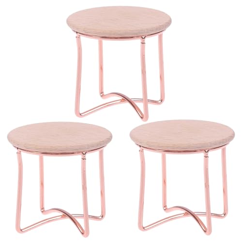 CNAFGBGG 3pcs Dollhouse Tabelle 1:12 Rose Gold Dollhouse Endtisch Metall Miniaturtisch Runde 1,8x2in Puppenhaus Möbel Dekorative Puppenhaus Miniaturen von CNAFGBGG