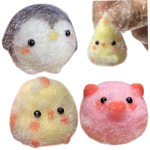 CNAFGBGG 3pcs Squeeze Toy Chick, Piggy & Penguin Dekompression Spielzeug süßes Silikon -Zappel -Spielzeug Stressspielzeug, tragbares Angst- und Stressspielzeug für Erwachsene, Kinder, Kinder von CNAFGBGG