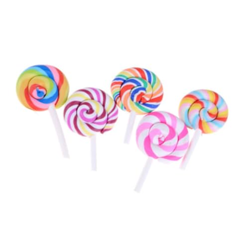 CNAFGBGG 5pcs Mini Lollipop Toys Künstliche Miniatur -Lollipops für Handwerkssimulation Regenbogen Süßigkeiten Süßigkeiten Dollhouse Handwerk Dekorationen von CNAFGBGG