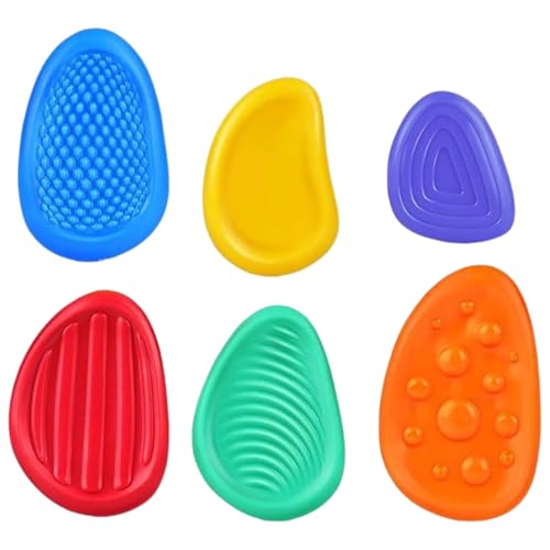 CNAFGBGG 6PCS Sensory Stones Textured verschiedenen geformten Silikon -Sorge -Stein für Beruhigung, zappelnde Spielzeug unterhaltsam und Stressabbau, Flexible und ruhige Zappelspielzeug für Kinder von CNAFGBGG