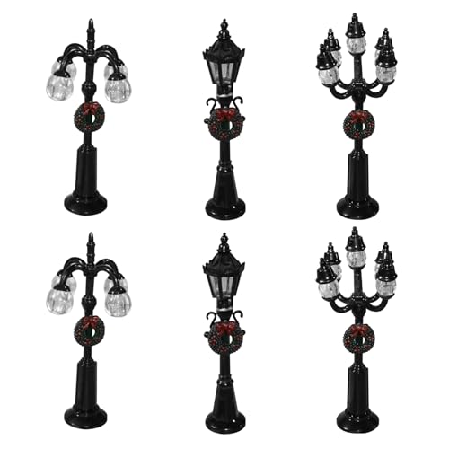 CNAFGBGG 6PCS Weihnachtslampe Post Miniatur Christmas Village Street Lights Weihnachten Village Accessoires Künstliche Harz Weihnachtsdorf Accessoires für DIY Dollhouse von CNAFGBGG