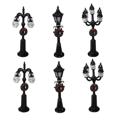 CNAFGBGG 6PCS Weihnachtslampe Post Miniatur Weihnachtsdorf Street Lights Künstliche Harz Weihnachtsdorf Accessoires für DIY Dollhouse von CNAFGBGG