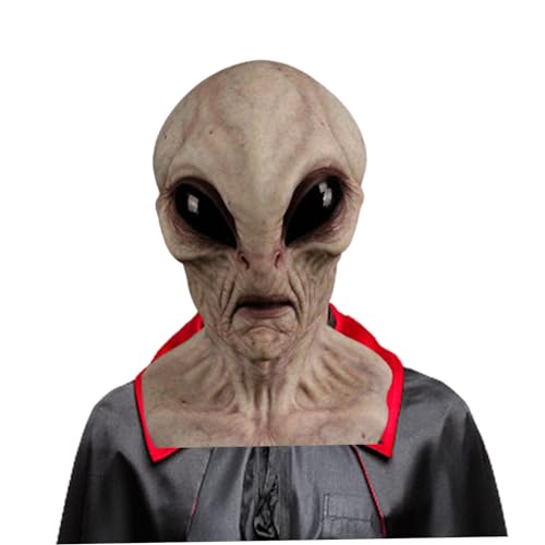 CNAFGBGG Alien Maske Erwachsene Halloween Masken beängstigend Vollkopf Realistische Maske gruselige Alien -Requiden -Kostüm -Kostüm für Halloween Cosplay Party hellweiß. von CNAFGBGG