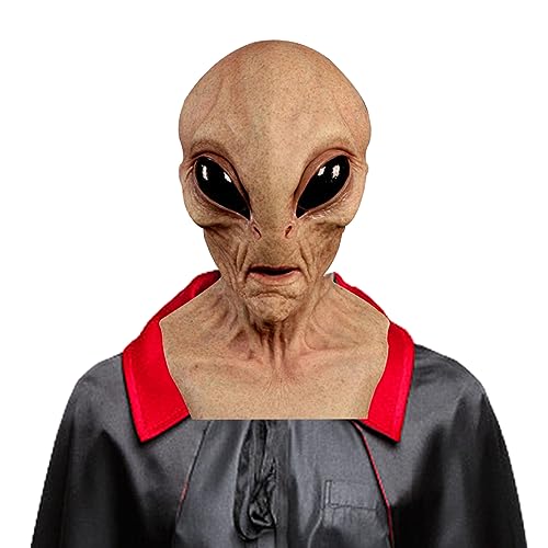 CNAFGBGG Alien Maske Erwachsene Halloween Masken beängstigend Vollkopf realistische Maske gruselige Alien -Requisite -Kostüm -Kostüm für Halloween Cosplay Party Hautfarbe. von CNAFGBGG