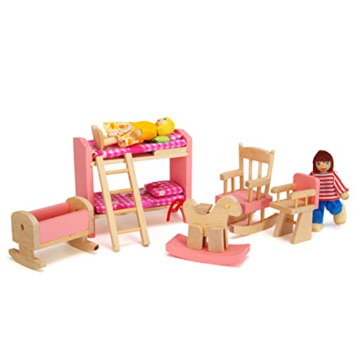 CNAFGBGG Doll House Möbel Holzspielzeug 1 12 Skala Miniatur Schlafzimmer Set Doll House Accessoires Kinder Bed Dollhouse DIY Accessoires von CNAFGBGG