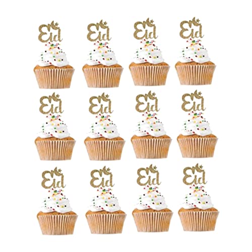 CNAFGBGG Eid Mubarak Cupcake Toper Sticks Glitzer Eid Kuchen Dekorationen Islamische muslimische Partei liefert Eid. von CNAFGBGG