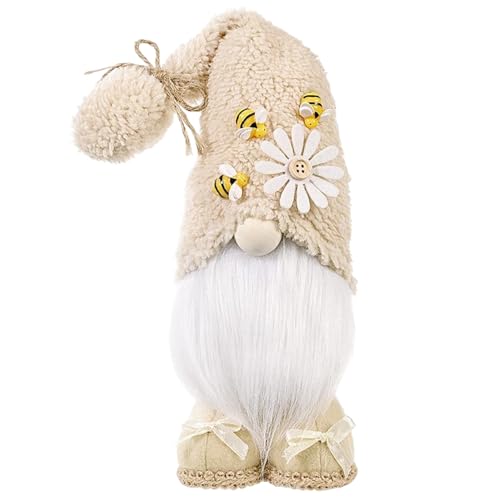 CNAFGBGG GNOME Plüsch 15 x 3,5 x 3 Zoll Gnom Stofftiergefüllte GNOME mit Bienen und weißer Gänseblümchen selbststehend Gnom gefülltes Tier entzückendes Gnom-Dekor für Zuhause, Farm, Bienenfestival von CNAFGBGG