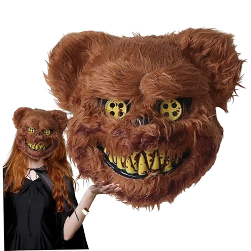 CNAFGBGG Halloween -Maske gruselige blutige Plüsch hohl elastische Stirnbandbärenmaske für Erwachsene Kinder Horrormaske für Cosplay Kostümparty Karneval Streich .. von CNAFGBGG